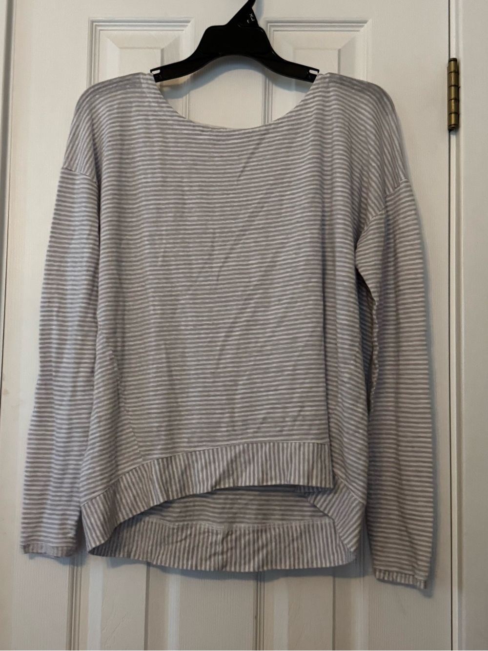 Eileen Fisher 100% Organic Linen Striped Long Sleeve Top Women’s Small Hi-Low